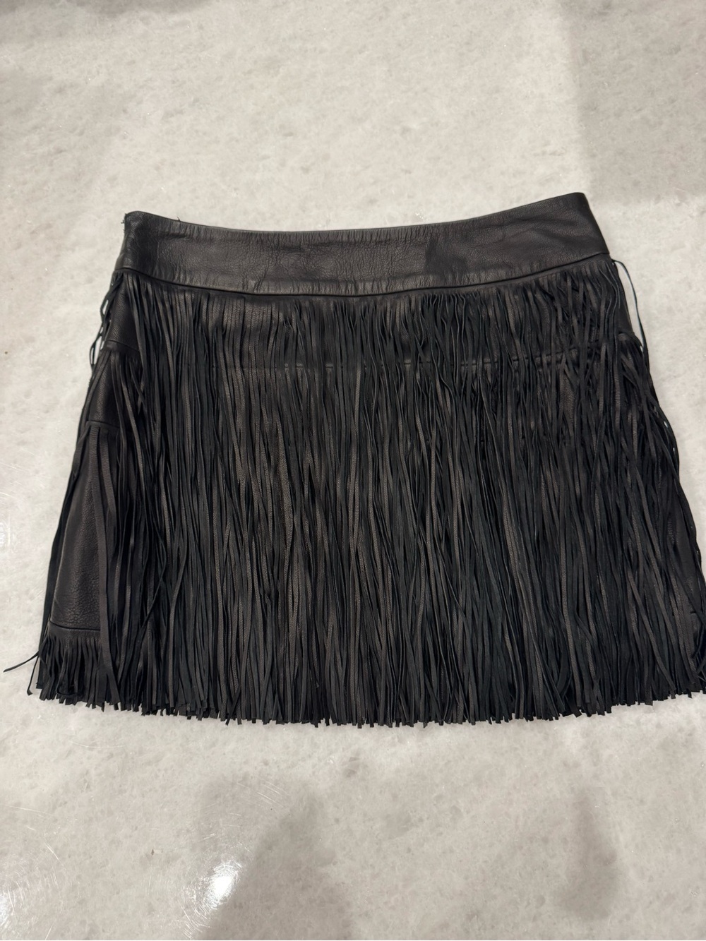 Polo by Ralph Lauren Black Leather Fringe Mini Skirt - Picture 3 of 4